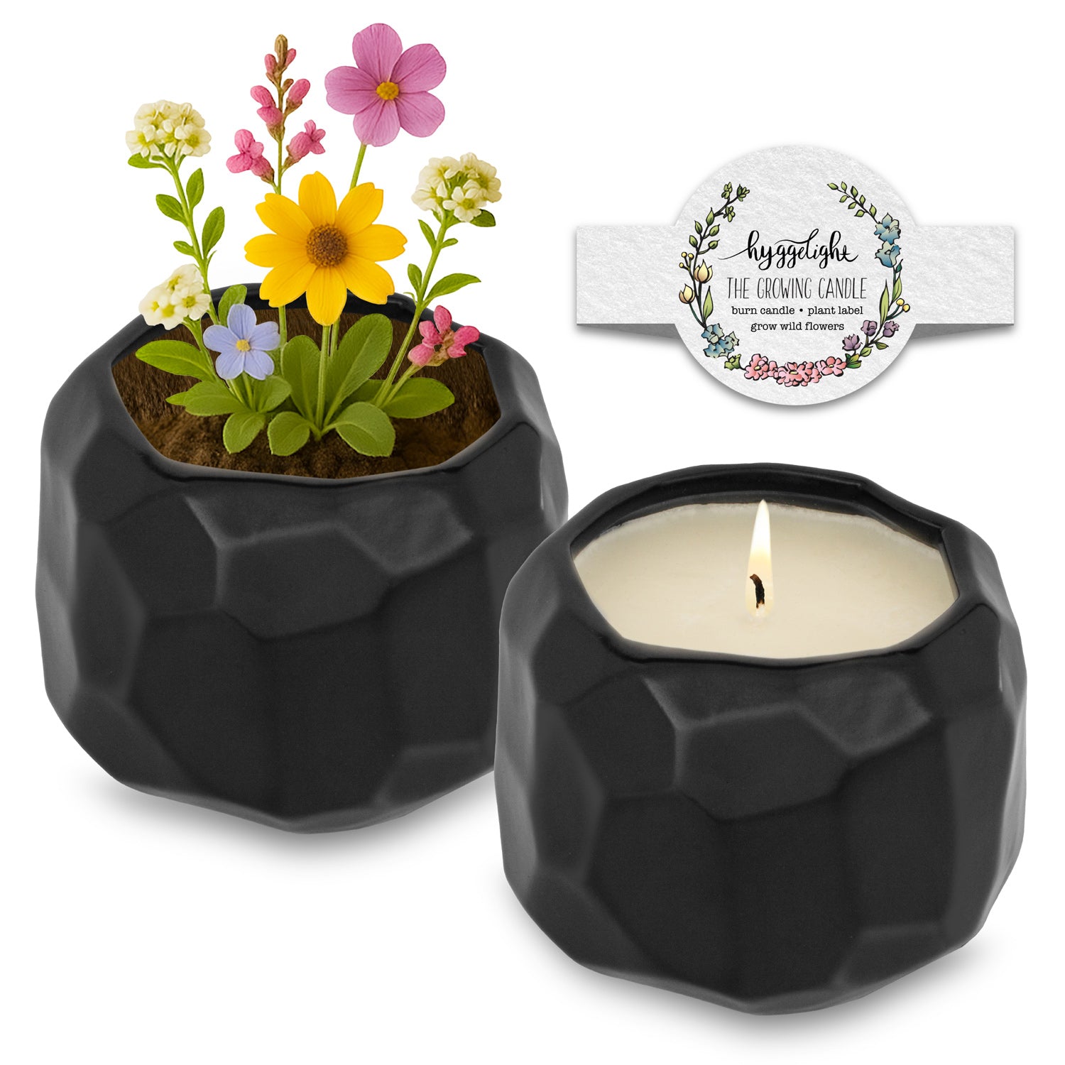 Emma Growing Candle – Black Ceramic Candle with Plantable Seed
